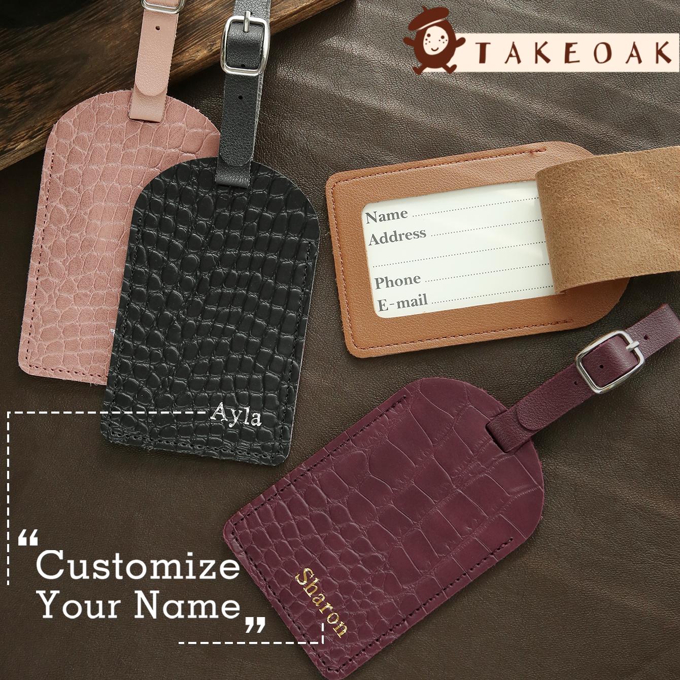 Travel Accessories Pink - Kişiselleştirilmiş Özel İsimli Croc Dokulu Deri