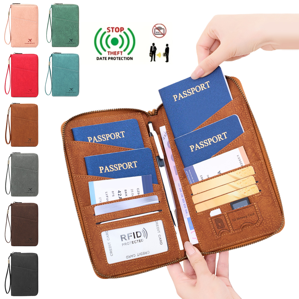 Travel Accessories Passport Holder - ·YeniRFIDHırsızlığa Karşı Kart Kaydırmalı Seyahat Pasaport