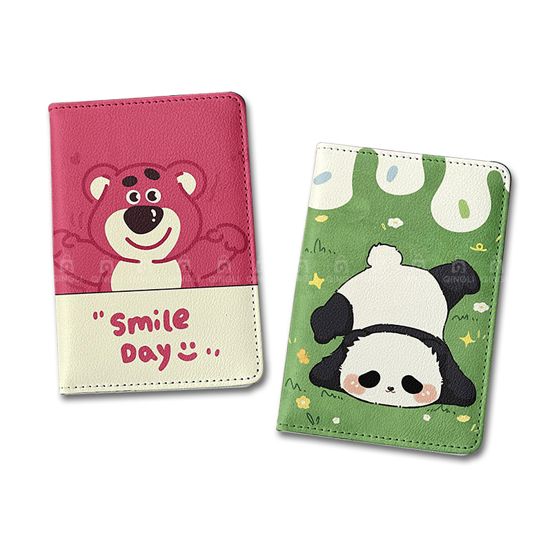 Travel Accessories Pink - Sevimli Panda Pasaport Kapağı Kız Karikatür
