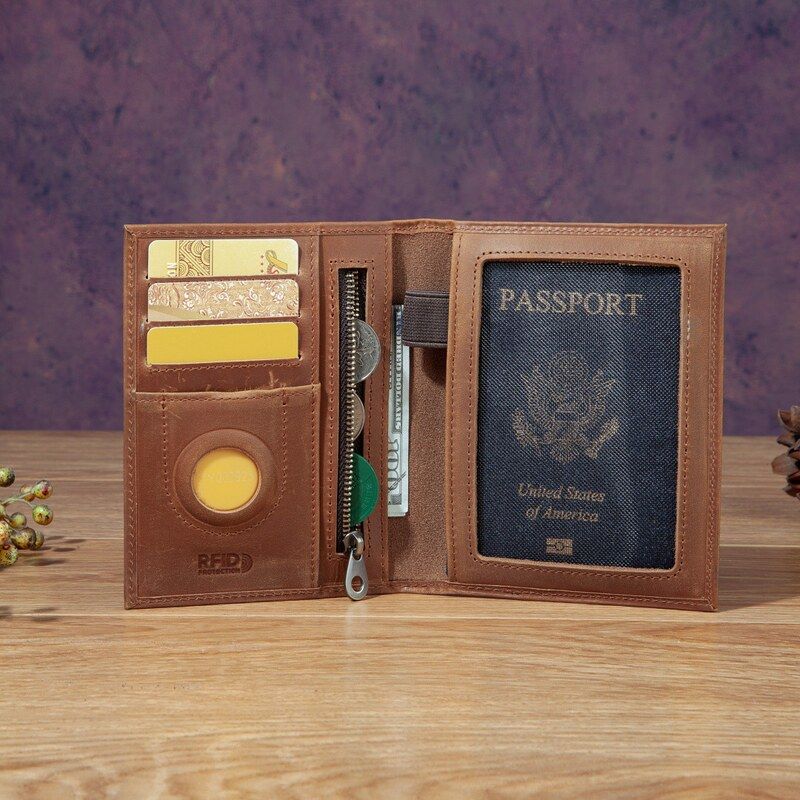 Travel Accessories Passport Holder - Şık Unisex Mad Deri Pasaportluk Çok
